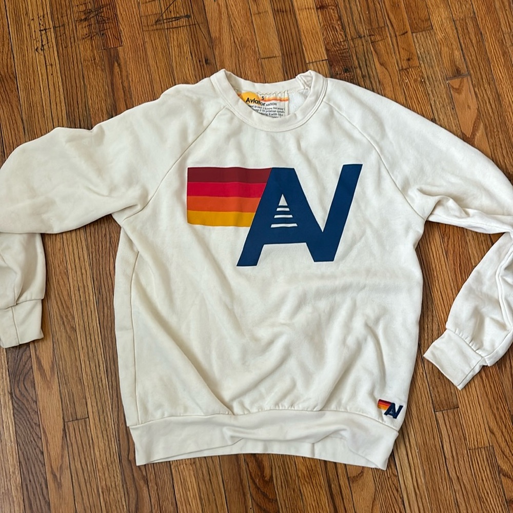 Aviator Nation logo sweatshirt vintage white
